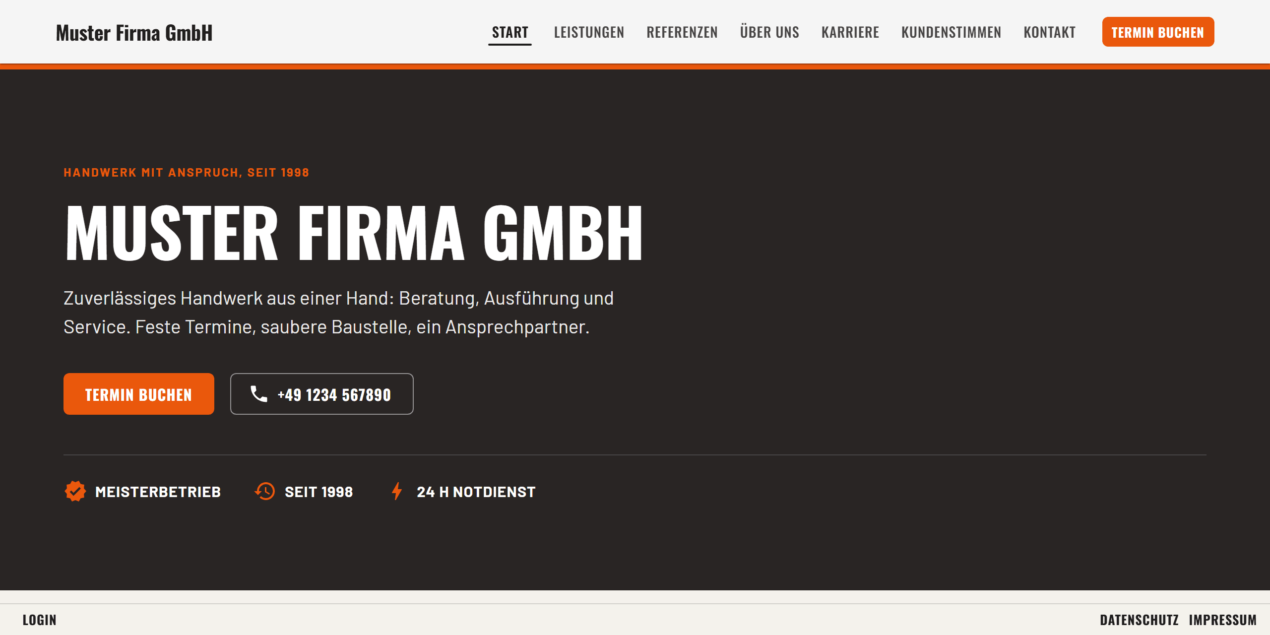 Startseite von Muster Firma GmbH
